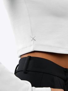 Womens | Long Sleeve Slim-Fit Tomboy-Cotton Cropped Tee | Ice