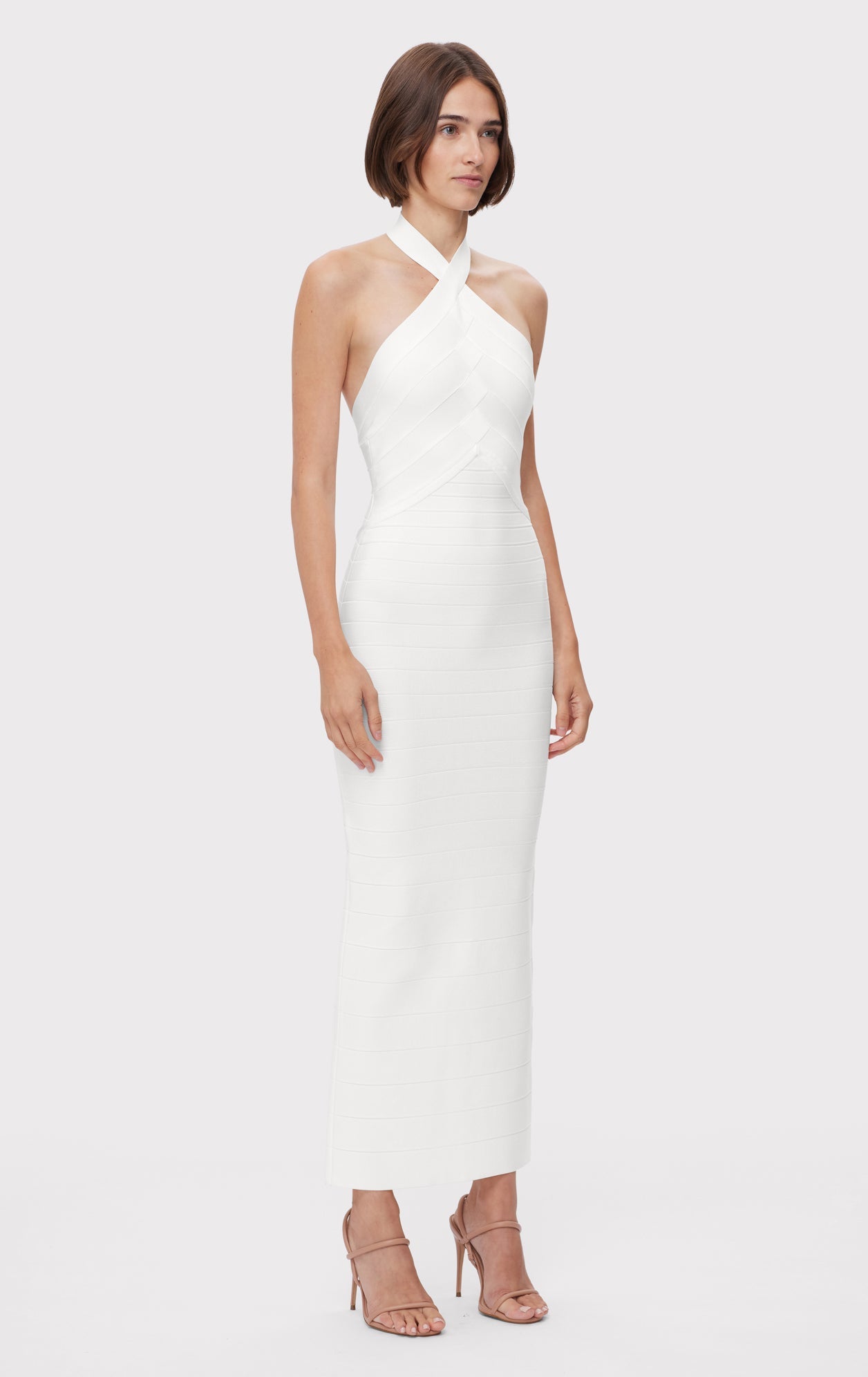 Icon Bandage Halter Gown | Alabaster