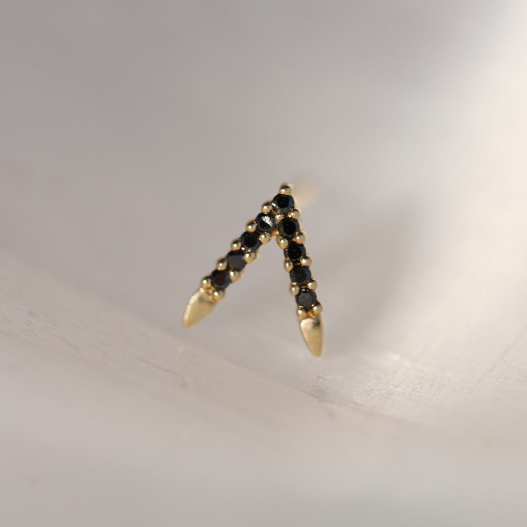 Women | Black Diamond Peak Studs | 14k Yellow Gold