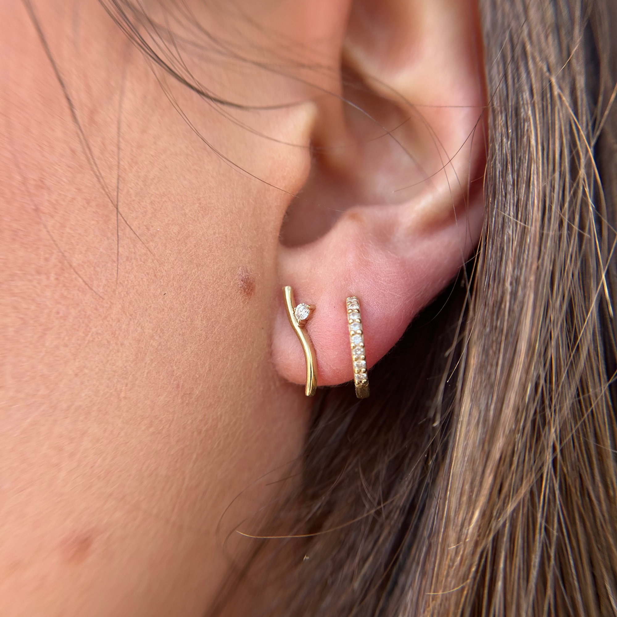 Women | Small Floating Studs | 14k White Gold