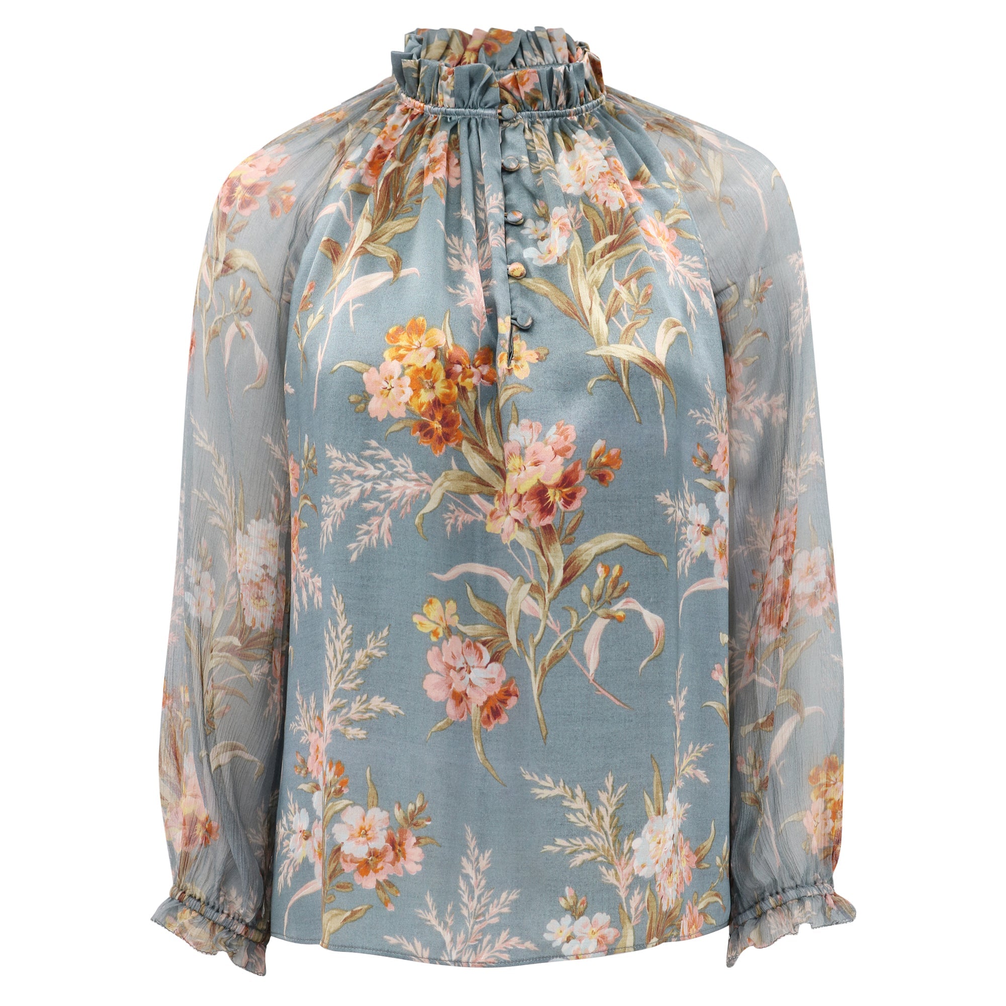 Karla Blouse | Blue Brocade