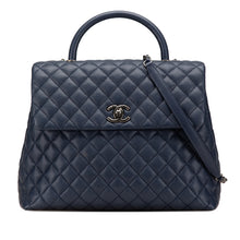 Chanel | Pre-Owned Large Caviar Coco Top Handle Bag - I | Blue/Navy