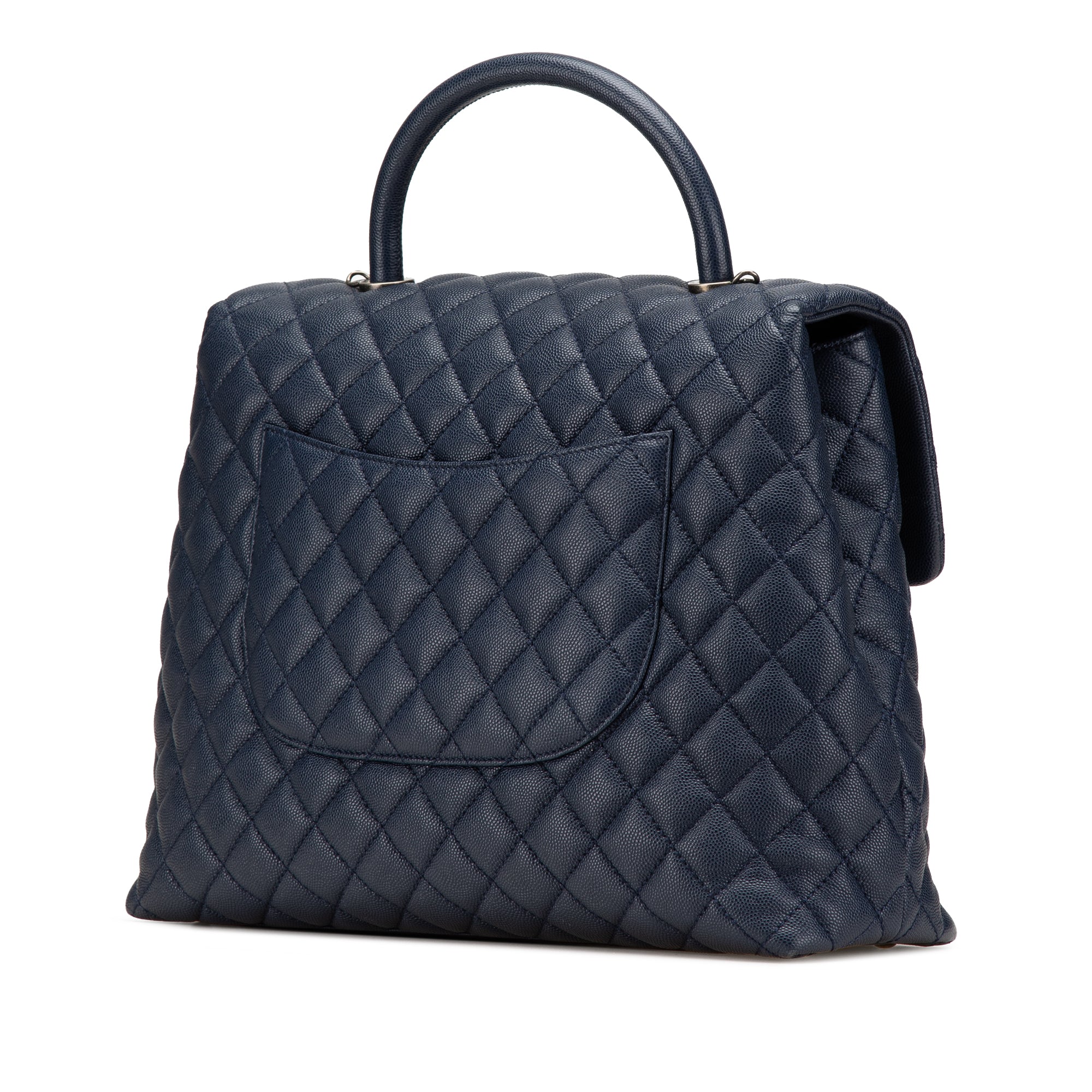 Chanel | Pre-Owned Large Caviar Coco Top Handle Bag - I | Blue/Navy