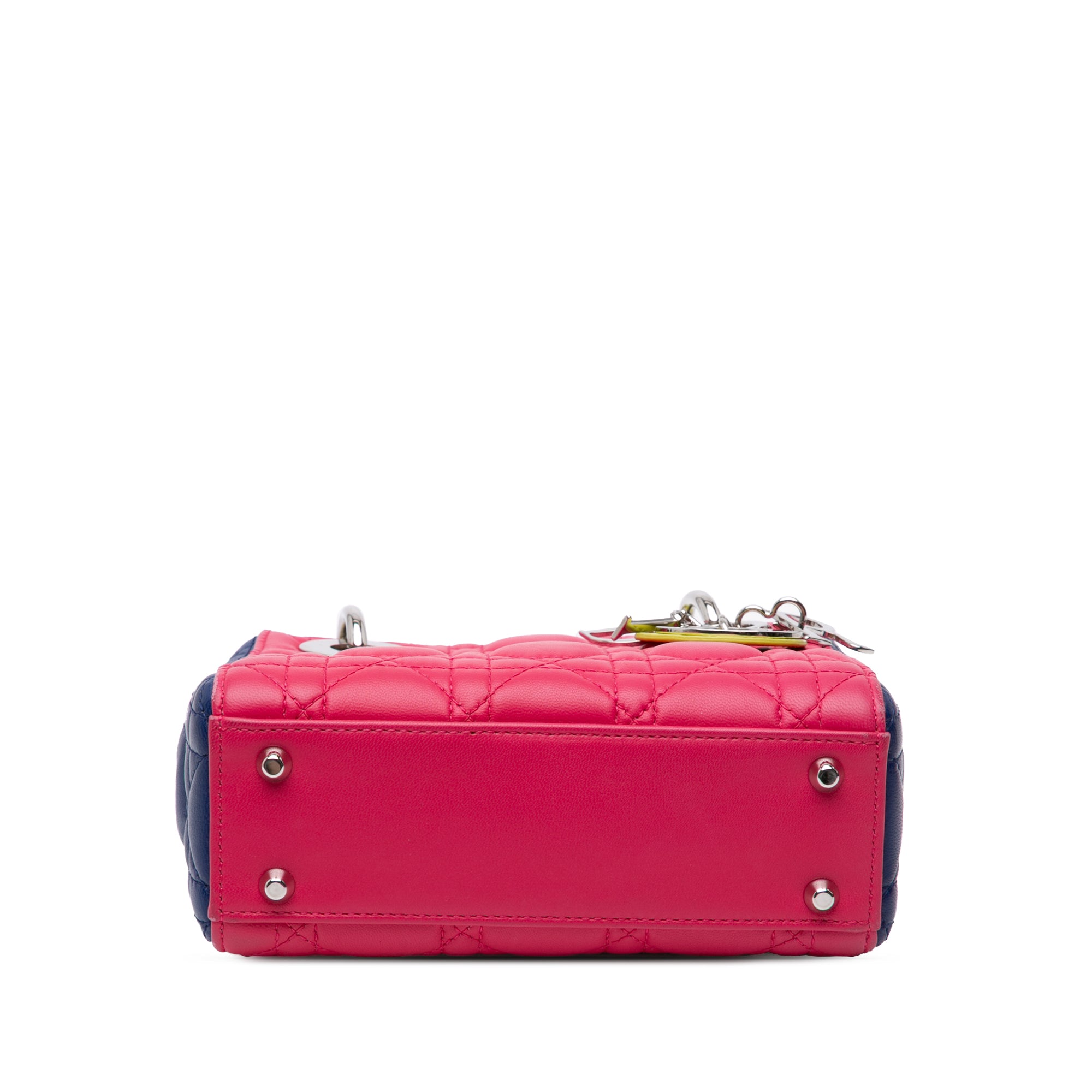 Dior | Pre-Owned Mini Tricolor Lambskin Cannage Lady | Yellow/Pink/Navy