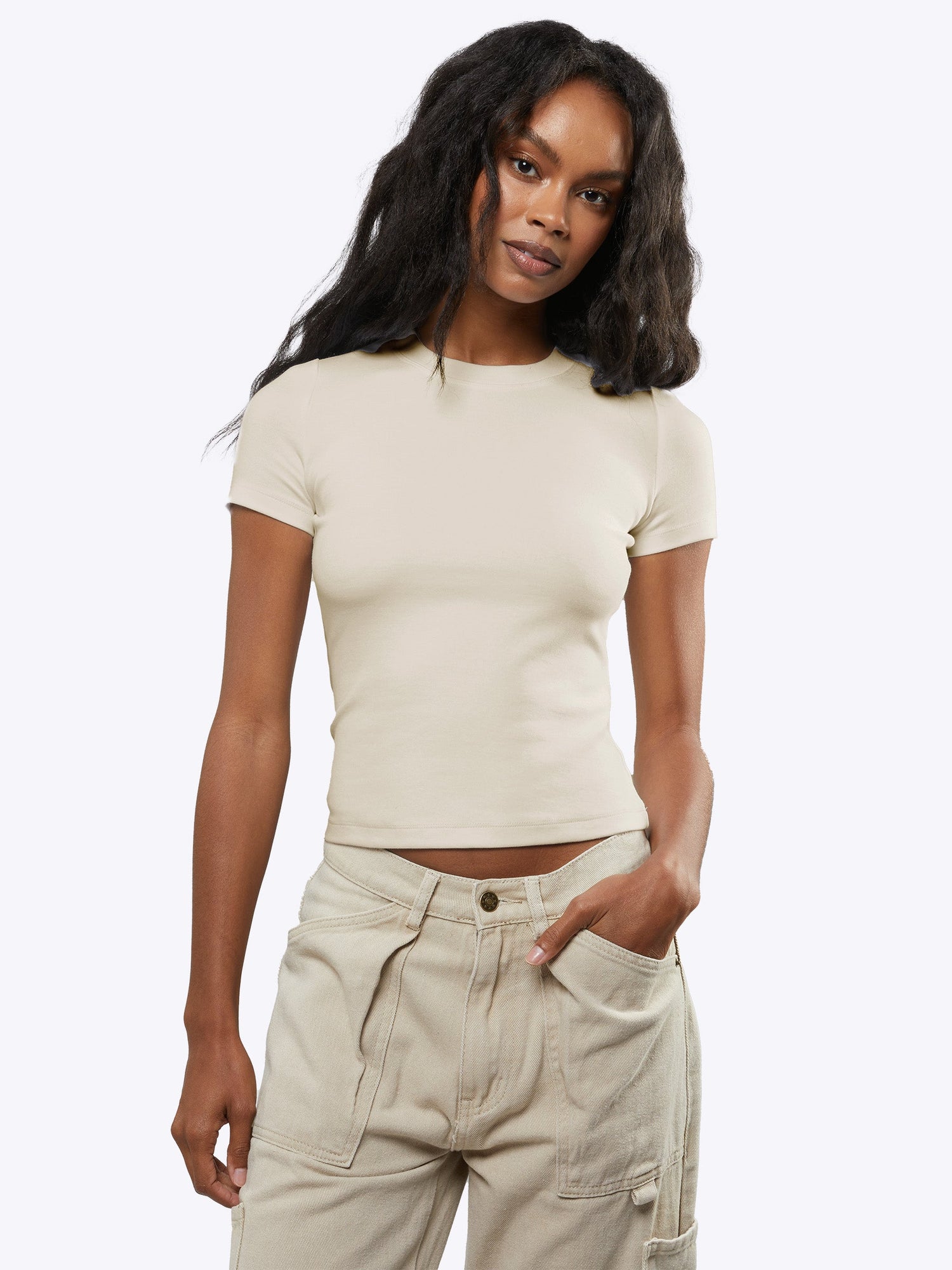 Tomboy Tee | Ivory Slim-Fit Tomboy-Cotton