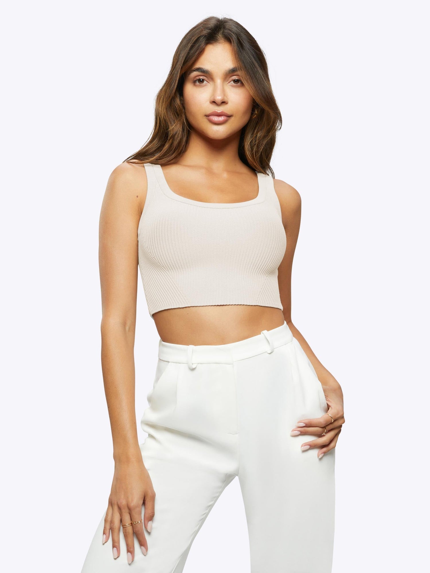 Womens | Coreflex Form-Fitting Cropped Tank | Ivory