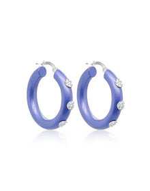 Ibiza After Dark Periwinkle Rhodium Silver Hoops | Periwinkle Rhodium Plated Silver