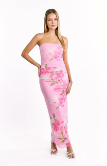 Imogen Floral Print Maxi Dress | Pink and Green
