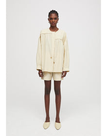 Imola | Gathered Linen Blouse | Champagne