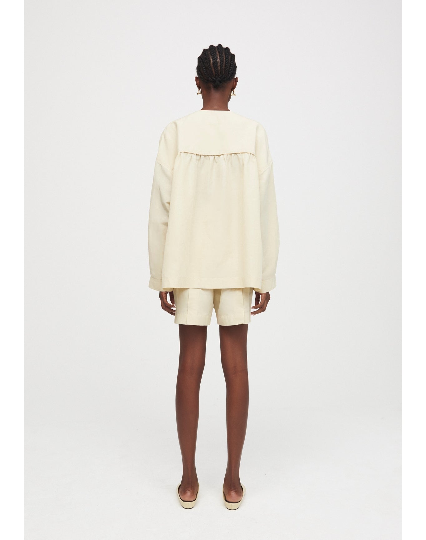 Imola | Gathered Linen Blouse | Champagne