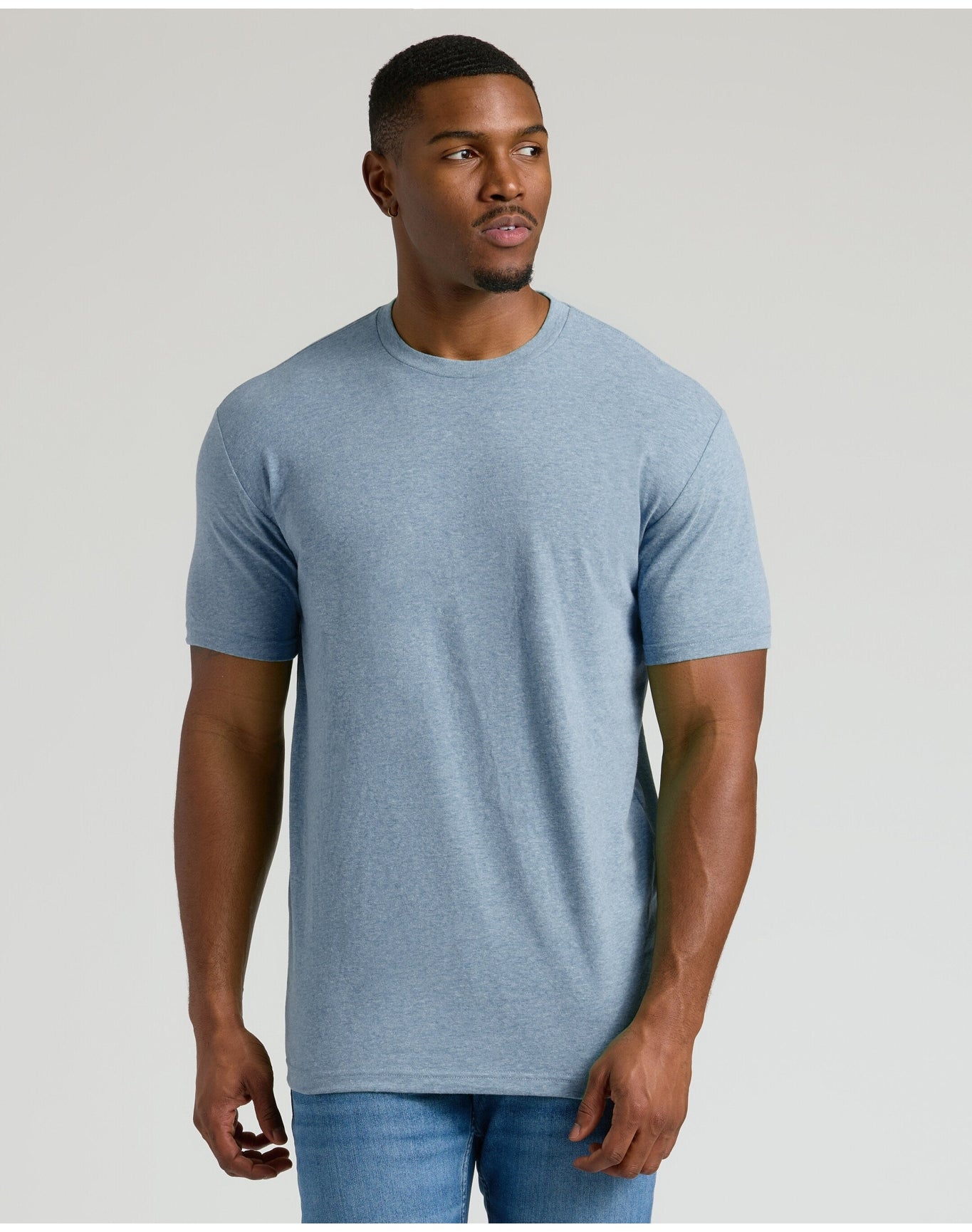 Indigo Tall Straight Hem Crew Neck T-Shirt | Heather