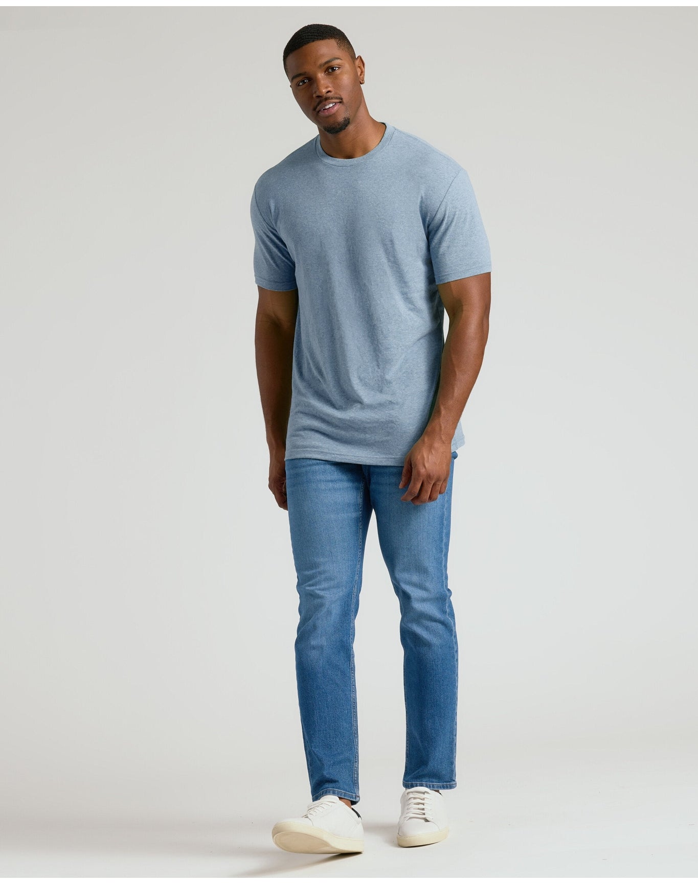 Indigo Tall Straight Hem Crew Neck T-Shirt | Heather