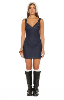 Ines Buckle Detail Mini Dress | Denim