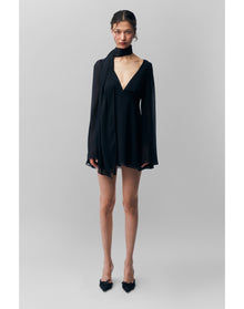 Issy Mini Wrap Around Dress | Black