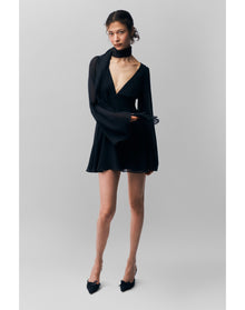 Issy Mini Wrap Around Dress | Black