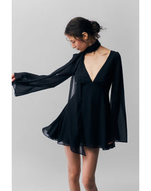 Issy Mini Wrap Around Dress | Black