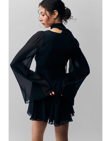 Issy Mini Wrap Around Dress | Black