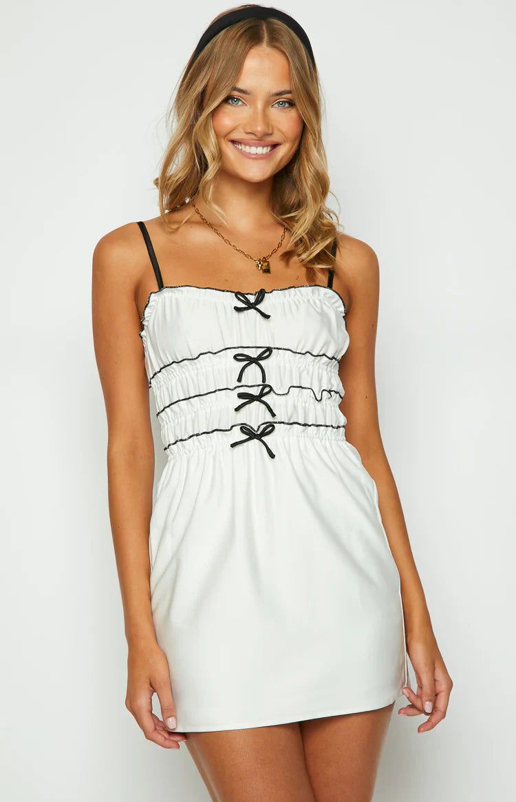 It Girl Bow Mini Dress | White