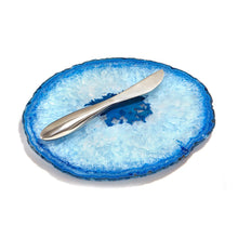 Ita Cheese Plate & Forma Spreader | Azure Agate & Silver | A Set