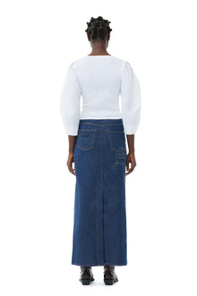 Rinse Stitch Denim Maxi Skirt | Rinse