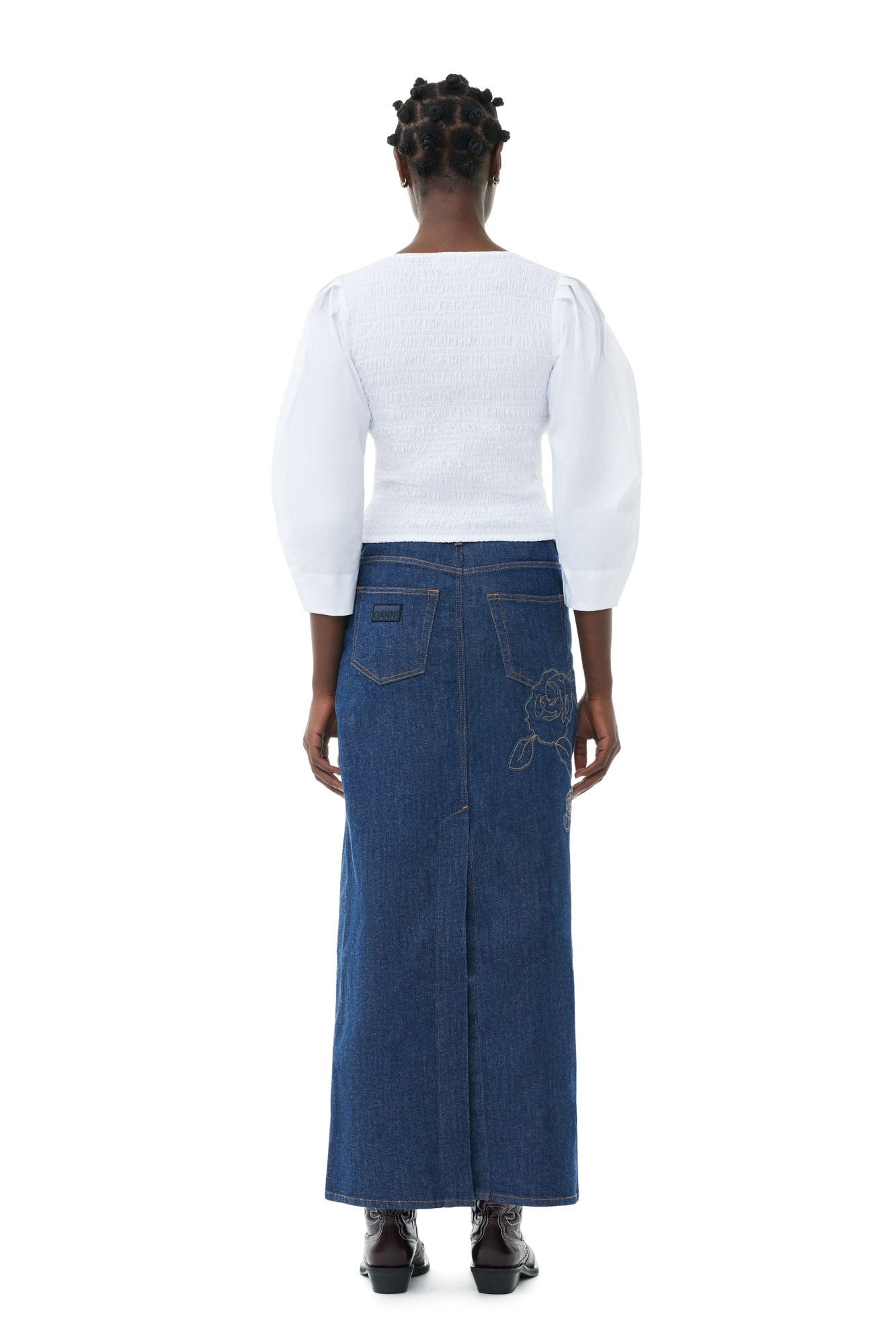 Rinse Stitch Denim Maxi Skirt | Rinse