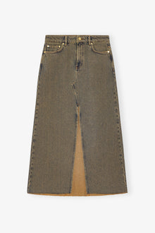 Overdyed Heavy Denim Maxi Skirt | Shitake