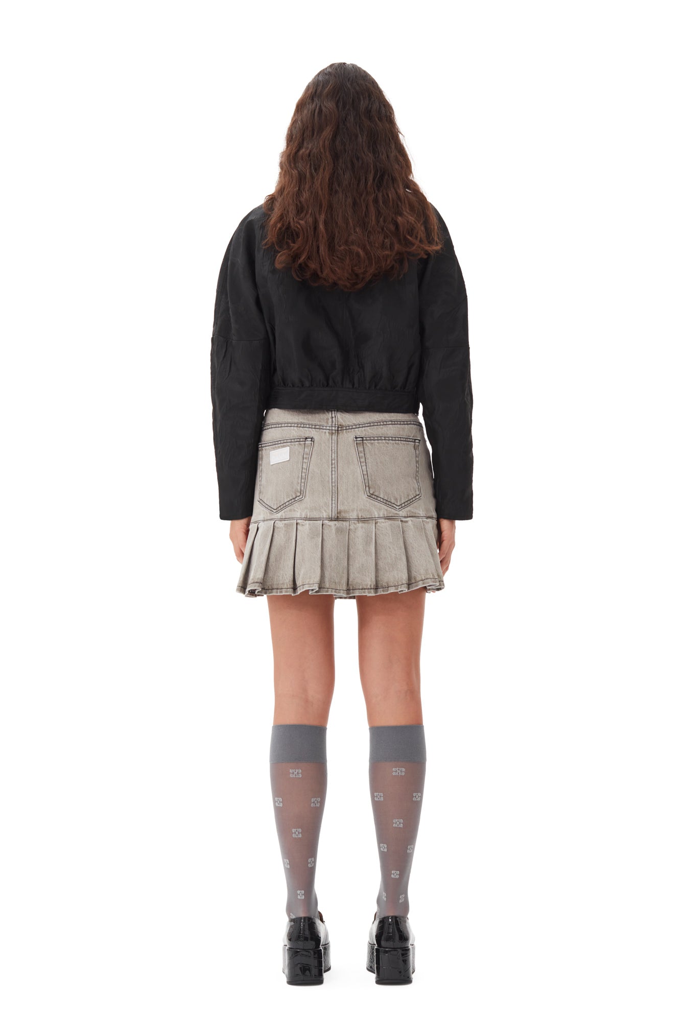 Future Denim Pleated Mini Skirt | Gray Quill