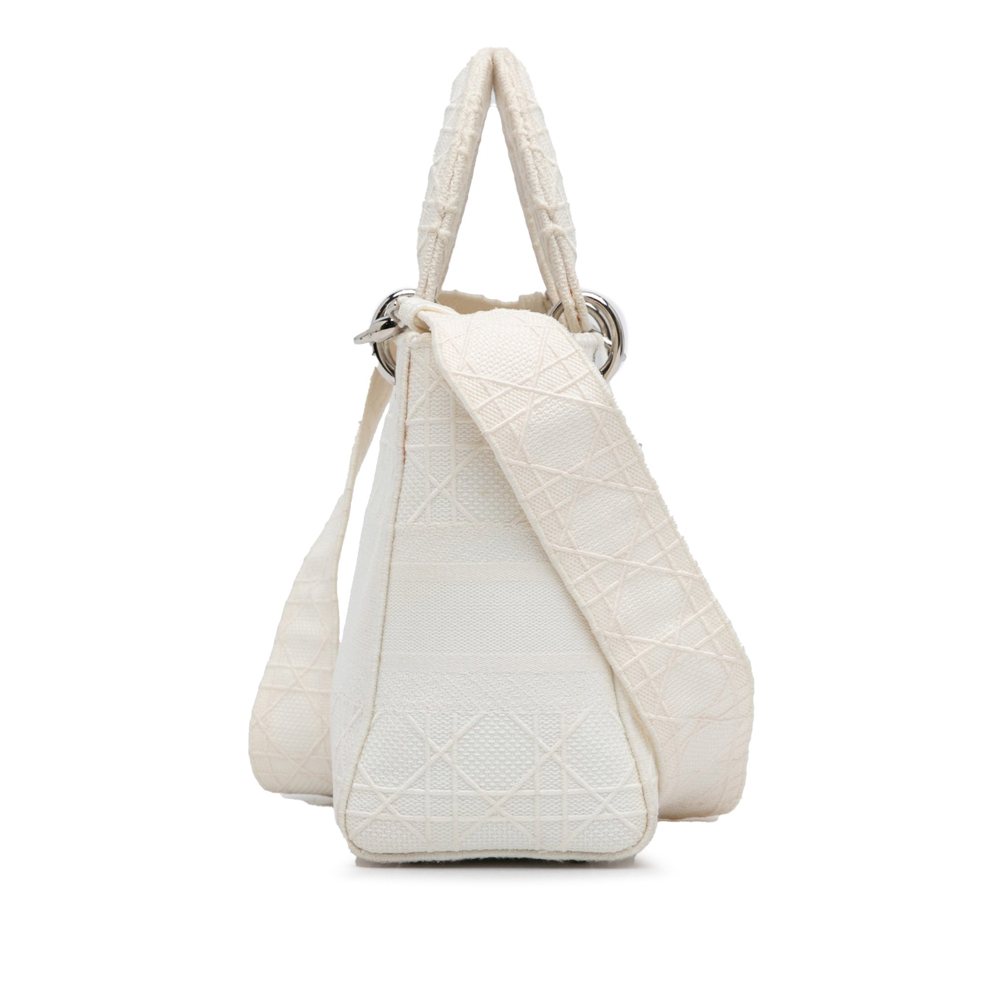 Dior | Pre-Owned Medium Canvas Cannage Lady D Lite - I | White