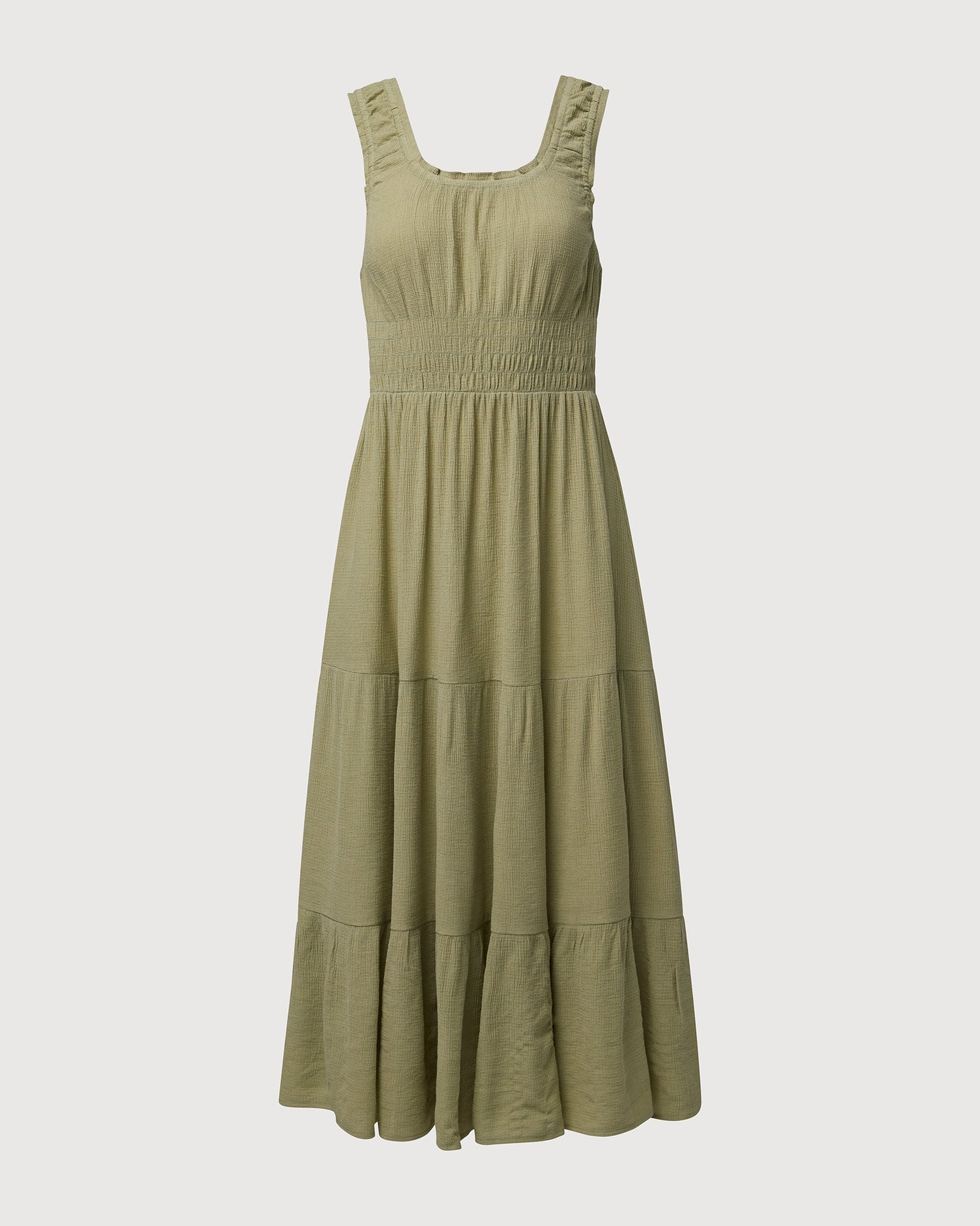 Scooped Ruffle Midi Dress | Sage