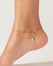 Zoe Anklet | 14K Gold-Plated Steel | Freshwater Pearl