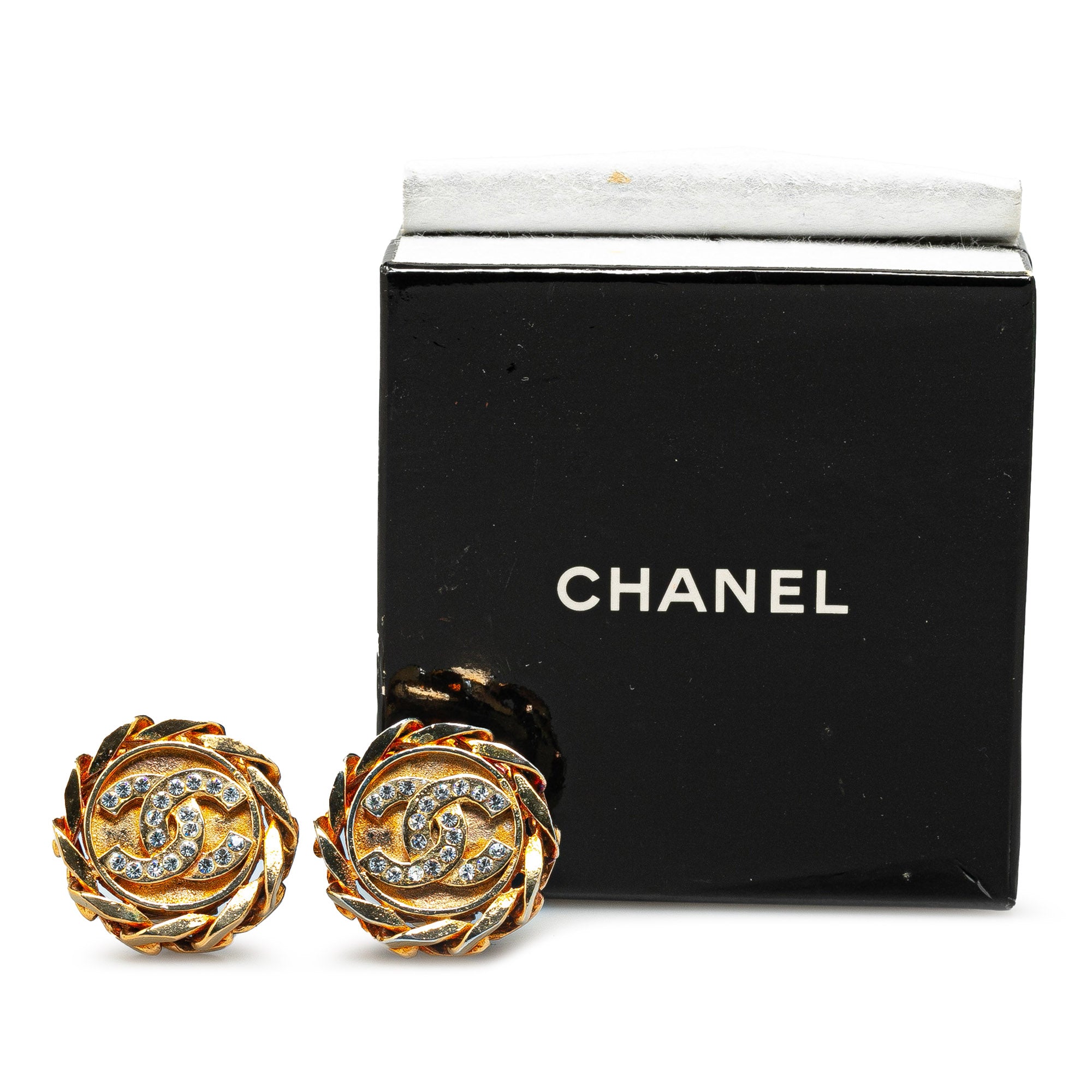 Chanel Pre-Owned Gold Plated CC Rhinestones Clip on Earrings | Women | Gold