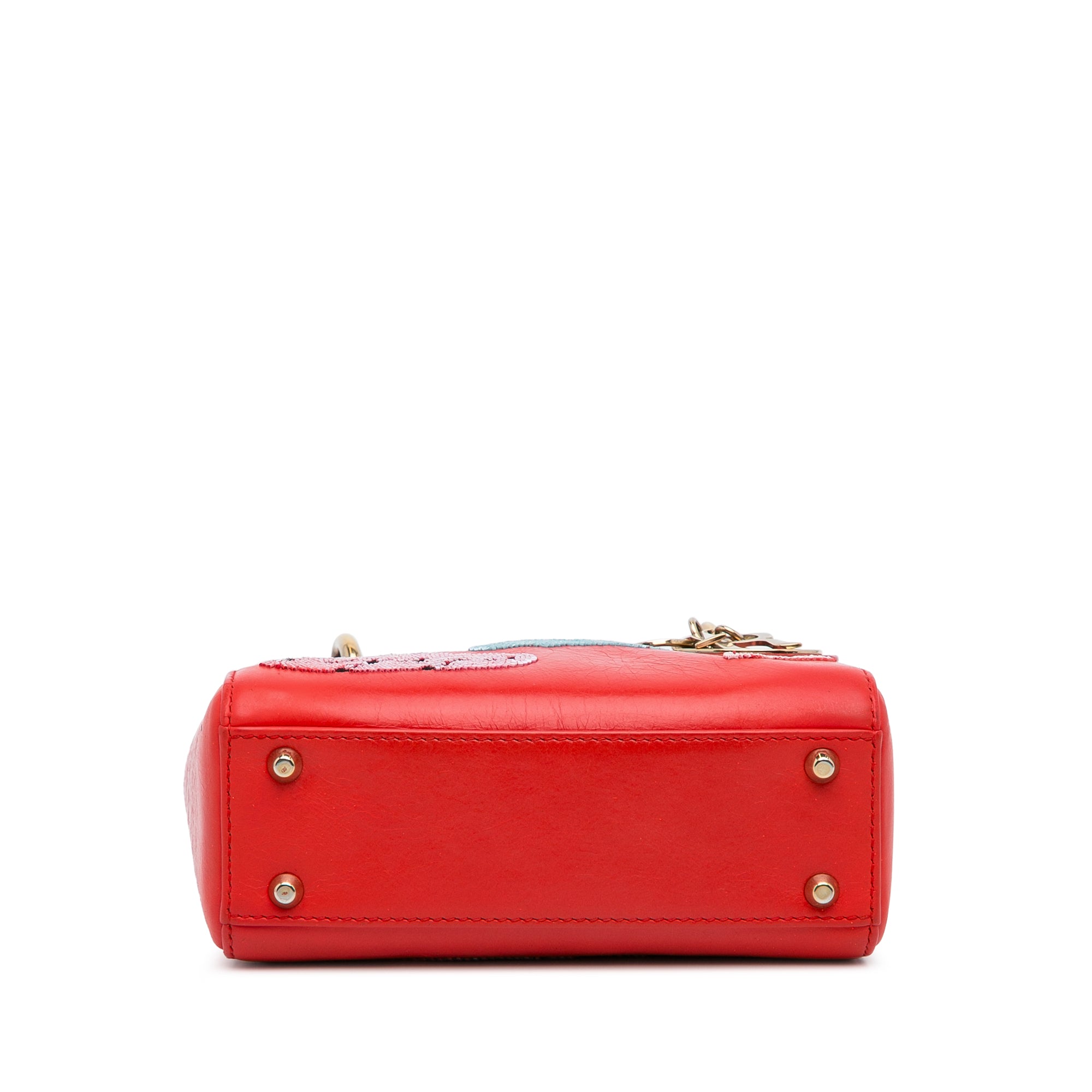 Dior | Pre-Owned Mini Calfskin Sequin Embellished Lady - I | Red