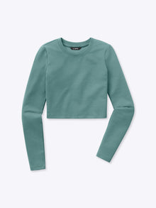 Womens | Long Sleeve Slim-Fit Tomboy-Cotton Cropped Tee | Juniper