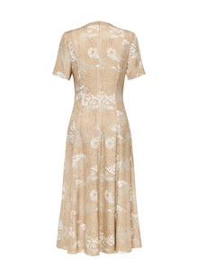 Jacquard Silk Dress | Khaki