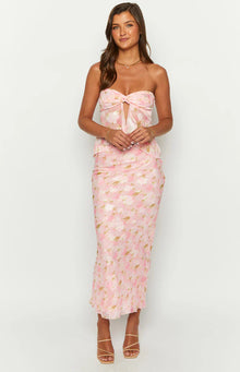 Jacqulin Floral Strapless Top | Pink