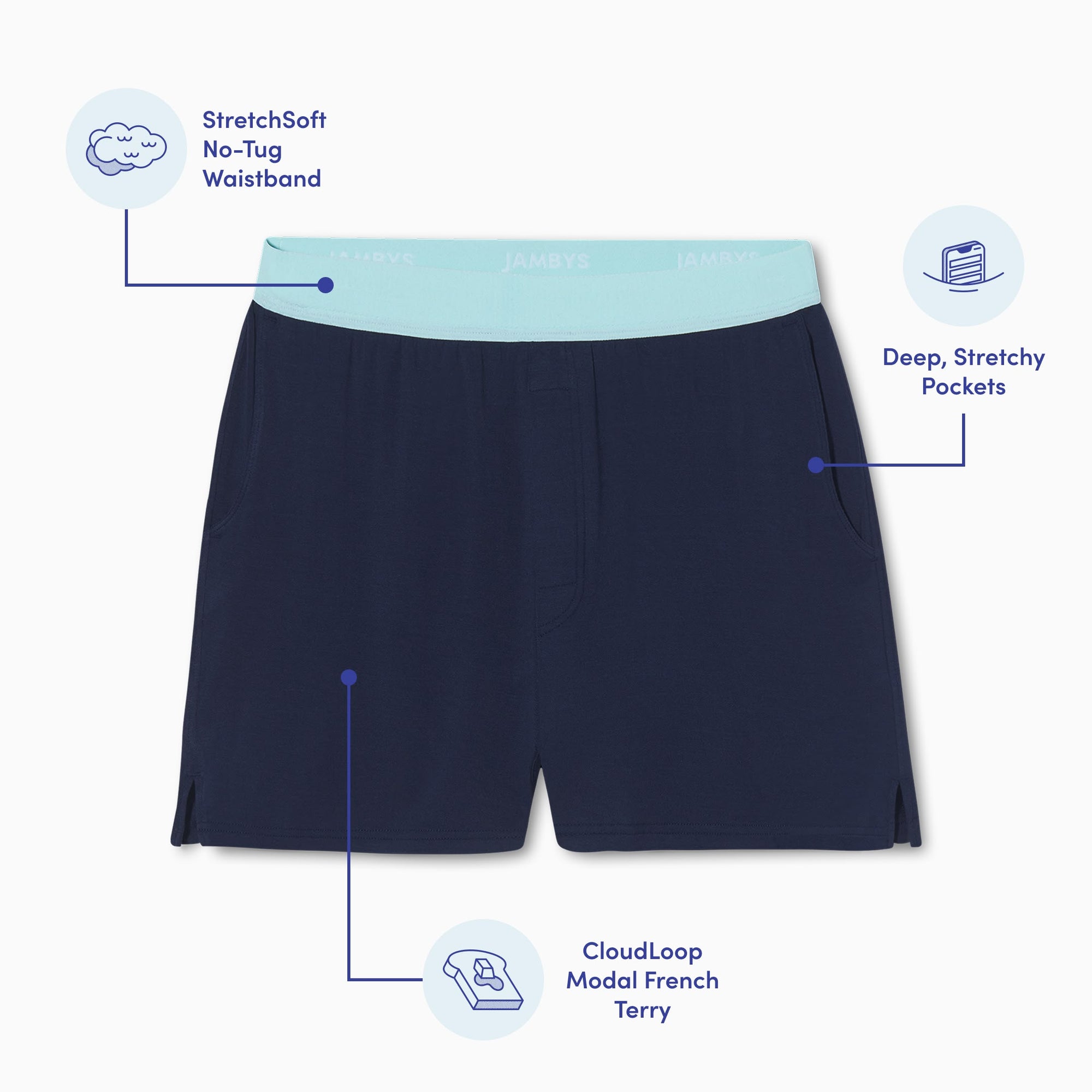 Modal French Terry House Shorts | Navy/Mint