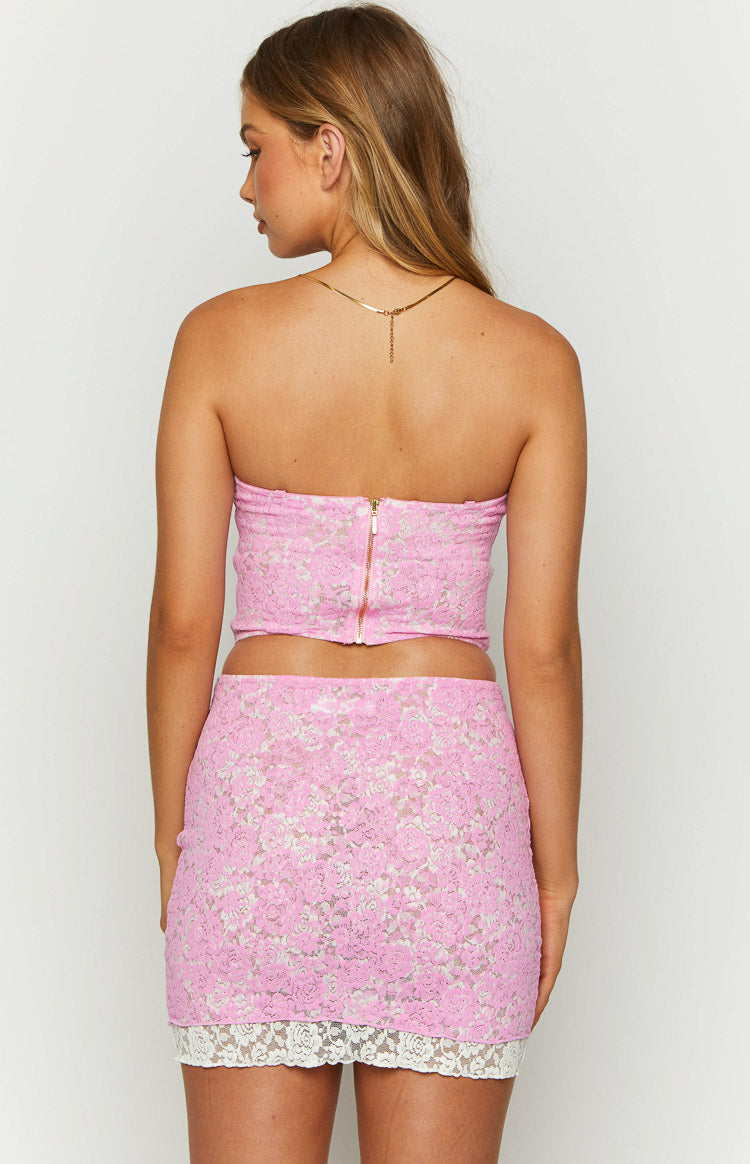Jem Lace Mini Skirt | Pink