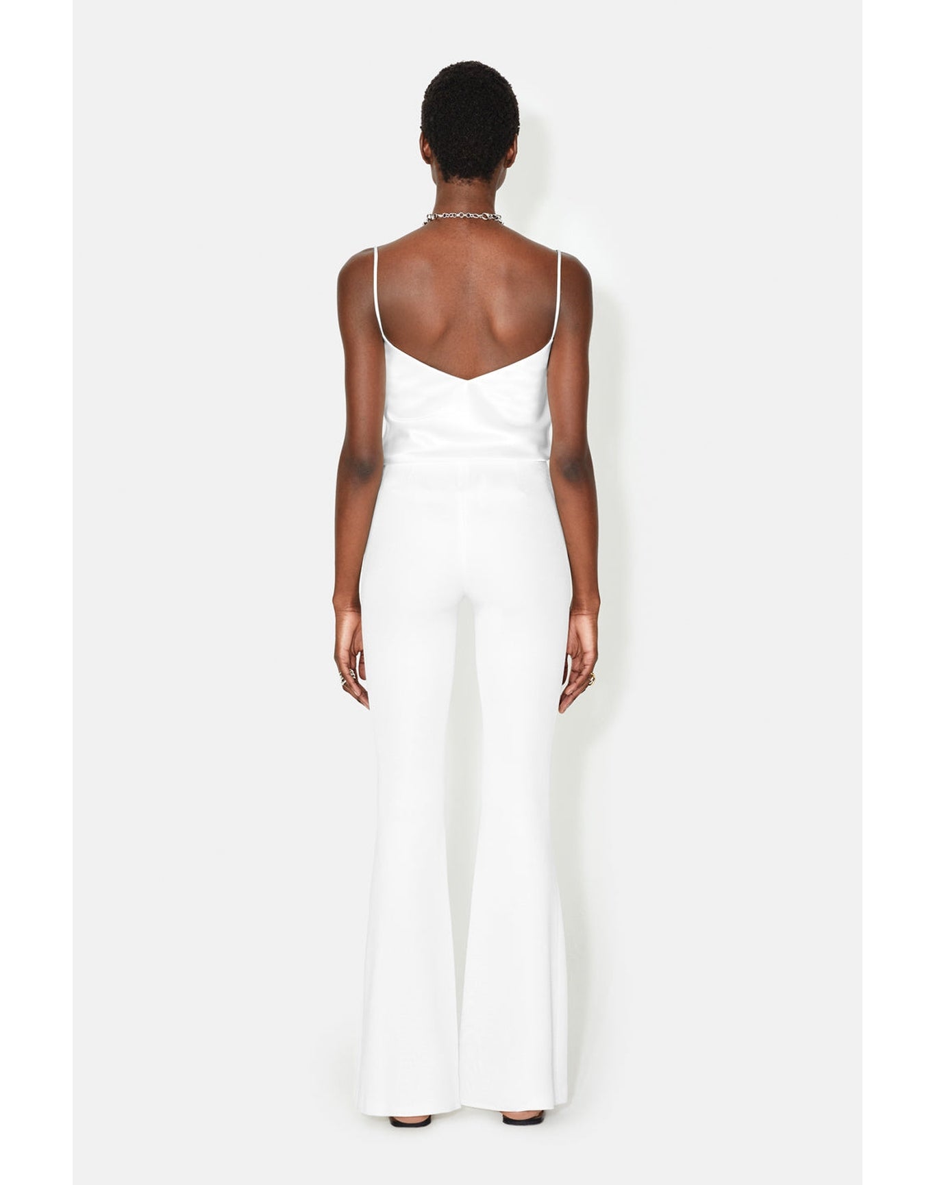 Jersey Flared Trousers | White