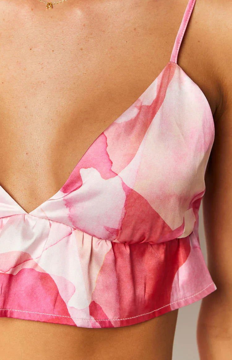 Jessie Satin Crop Top | Pink