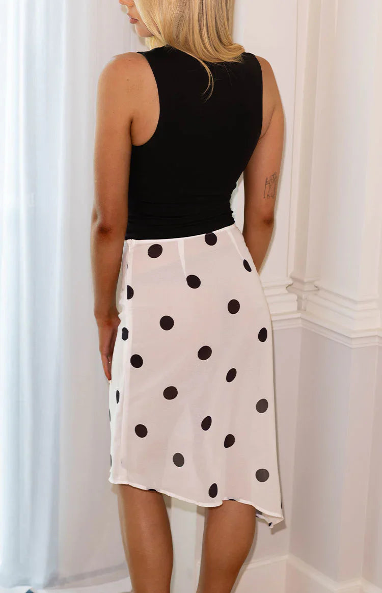 Jordan Sheer Midi Skirt | White Polka Dot