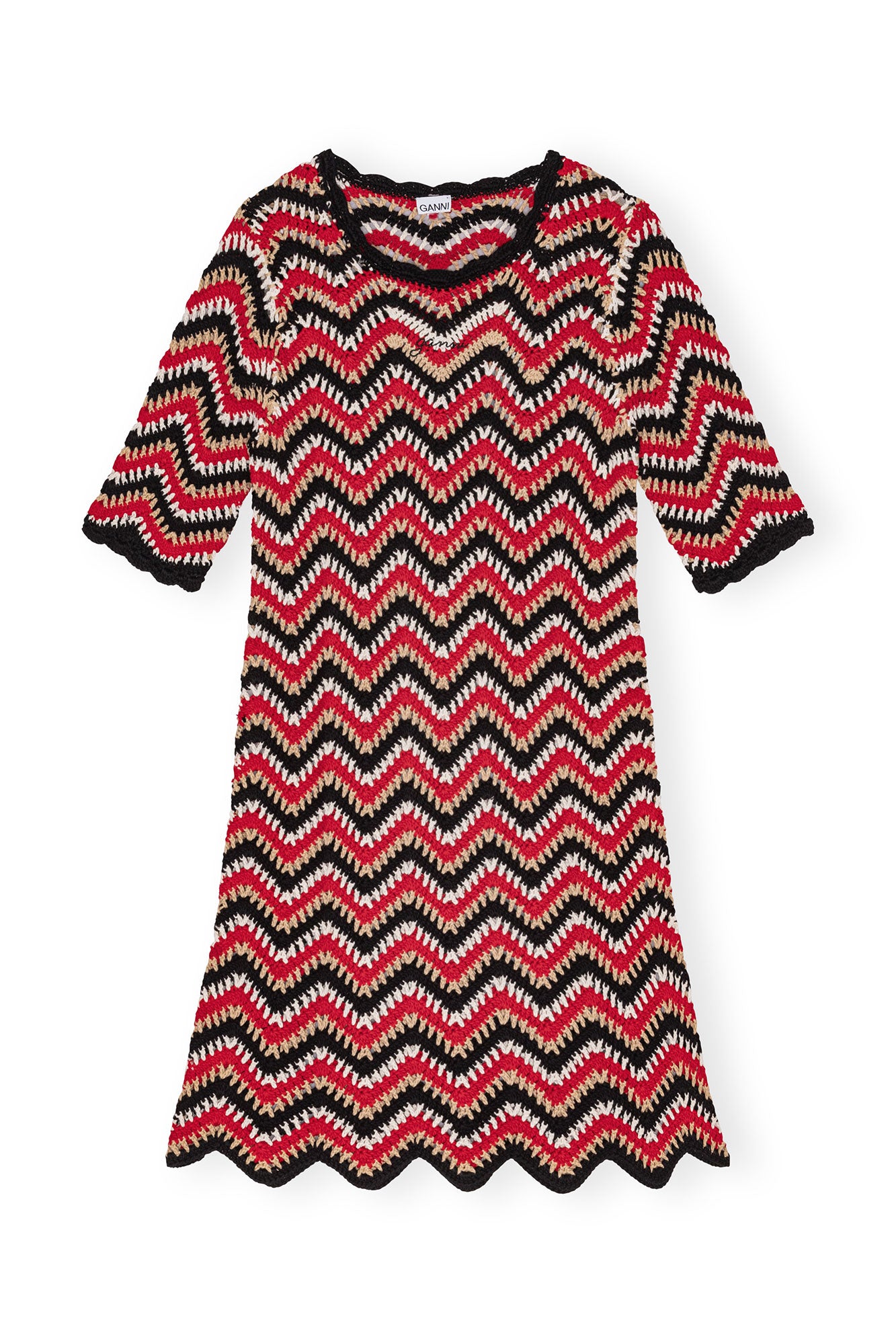 Cotton Crochet Mini Dress | Racing Red