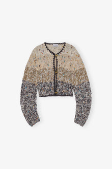 Striped Chunky Marled Handknit Crop Cardigan | Paloma Melange