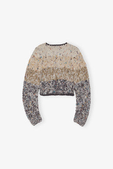 Striped Chunky Marled Handknit Crop Cardigan | Paloma Melange