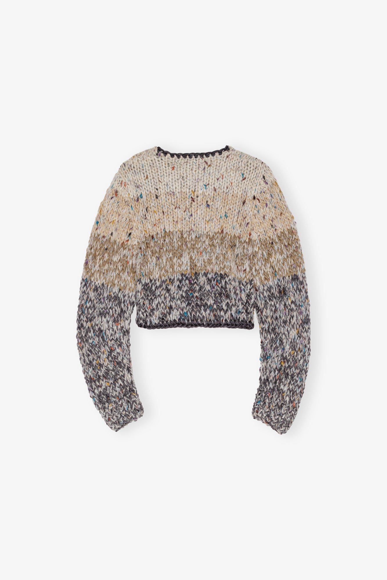 Striped Chunky Marled Handknit Crop Cardigan | Paloma Melange