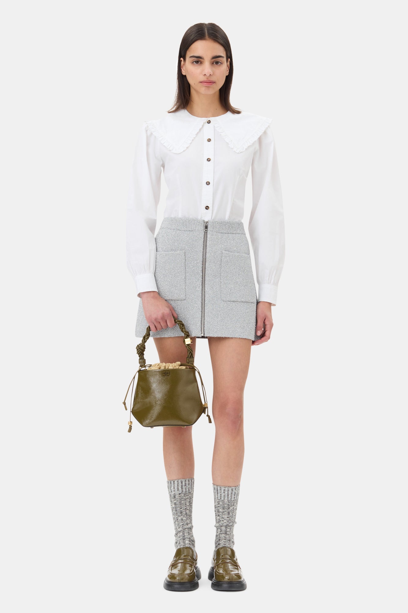 Sparkle Doubleface Mini Skirt | Silver