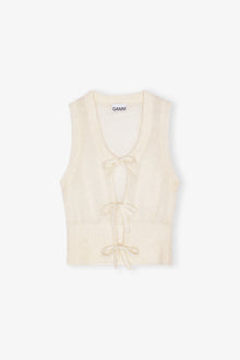 Light Mohair Tie String Vest | Egret