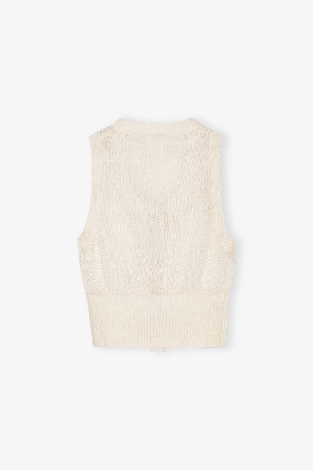 Light Mohair Tie String Vest | Egret