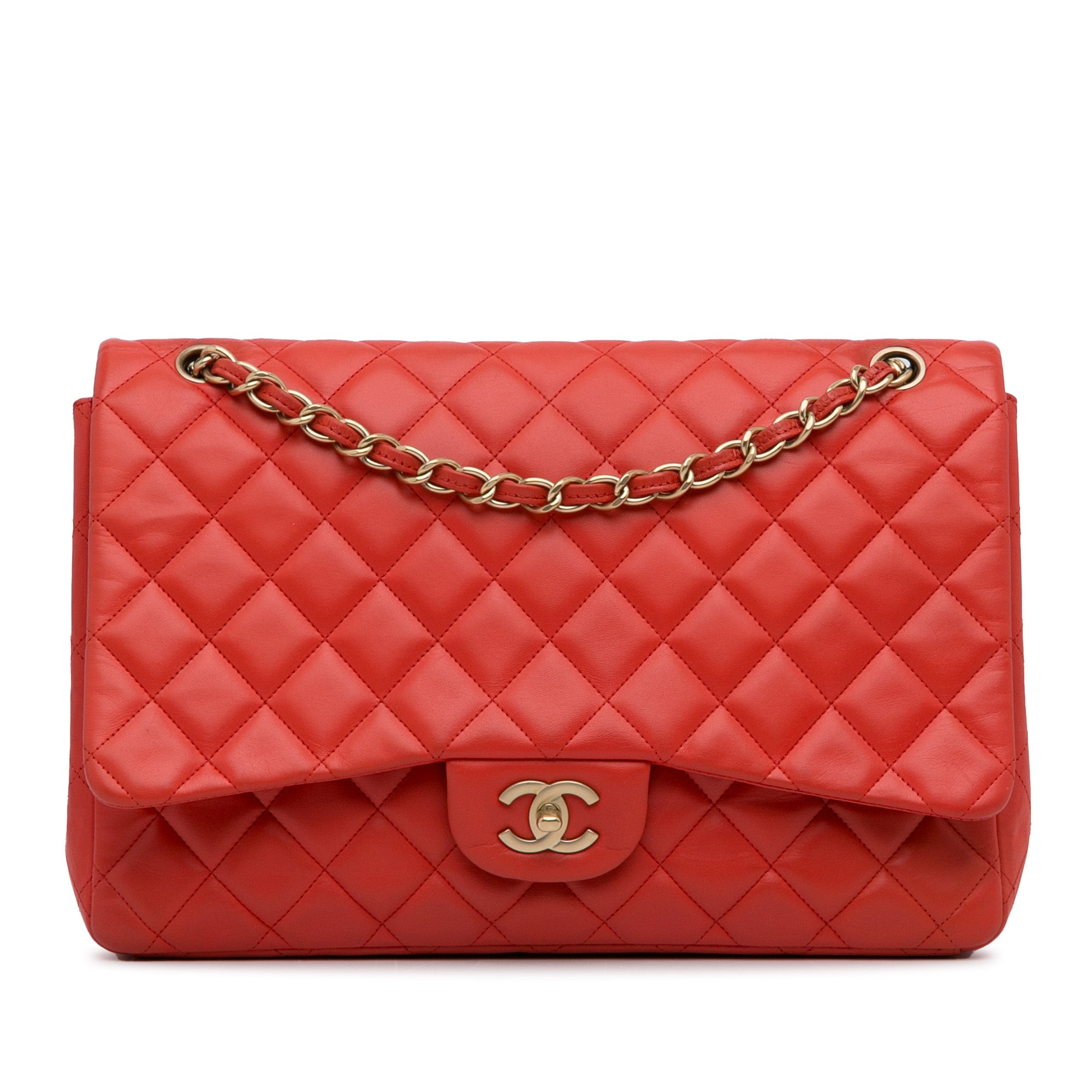 Chanel Pre-Owned Maxi Classic Lambskin Single Flap | Women | Red