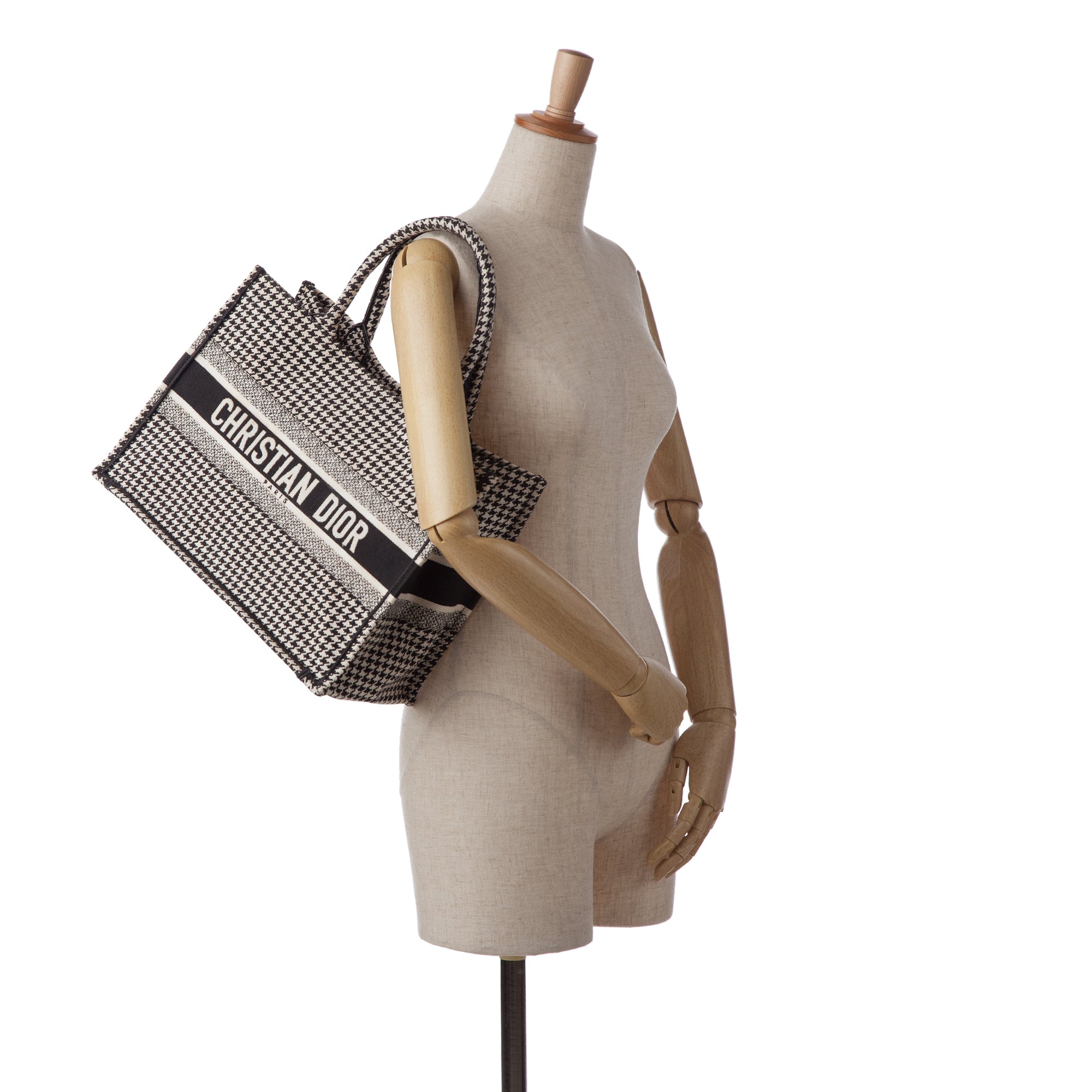 Dior | Pre-Owned Medium Houndstooth Book Tote | Black