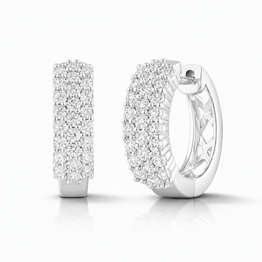 1.00 CT Round Natural Diamond | Hoop Earrings | 14K White Gold | J Color | K-I1 Clarity